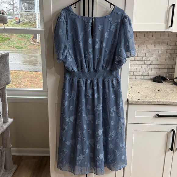 Baltic Born June Smocked Midi Dress Blue Floral Chiffon Size 2X - Picture 9 of 12